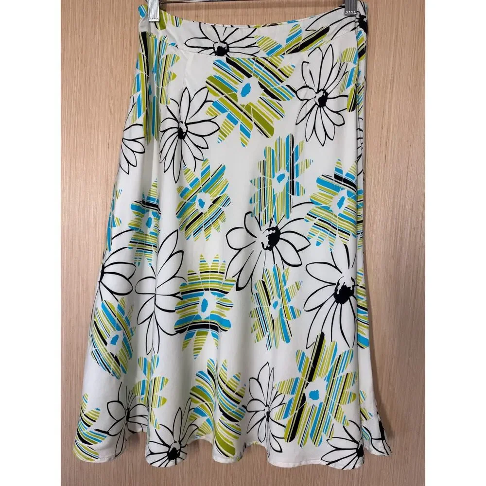 Valerie Stevens 100% Silk Floral Skirt Womens Size 4 Multicolor Event Retro - Picture 5 of 11